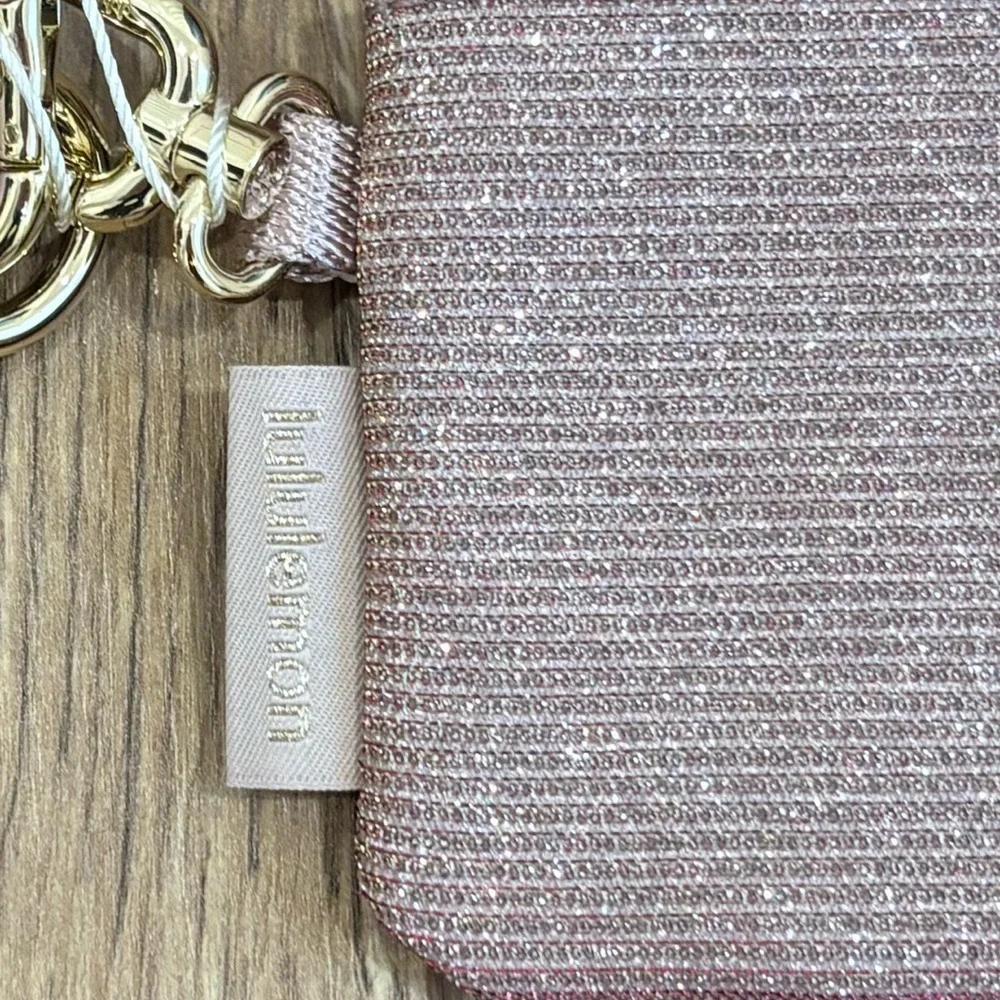 NWT Lululemon Dual Pouch Wristlet *Glitter In Pink Champagne/Mink/Gold